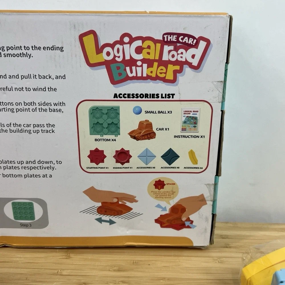 Logic Kids Board Game Marble Run Blocks Puzzle Car Track Toy Race Car NewOpenBox